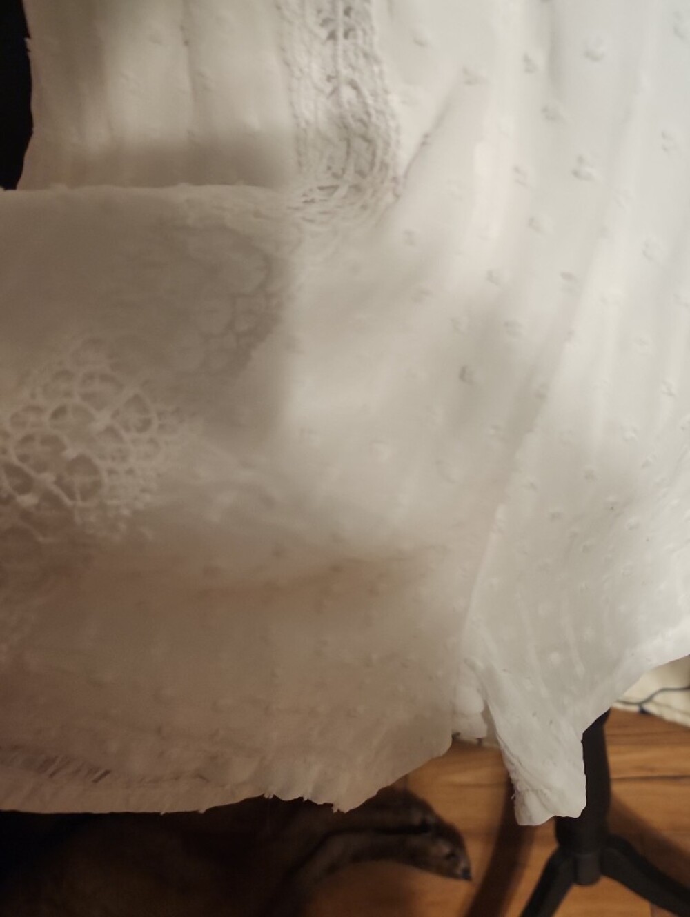 SHEIN White Lace-Trim Swiss Dot Romper - Picture 4 of 5